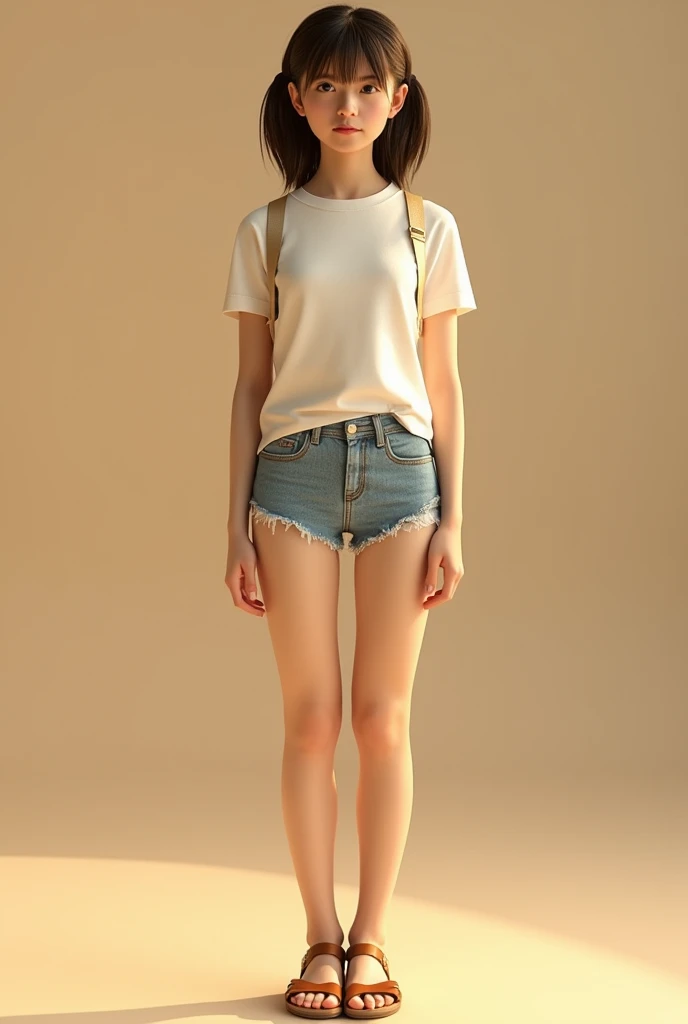 HoYeon-Jung, ancient rome, Jeans shorts, Frilled top, alien jungle world, Award winning photography, Fujifilm XT3, full-body portrait, specular lighting, dslr, sharp focus, film grain