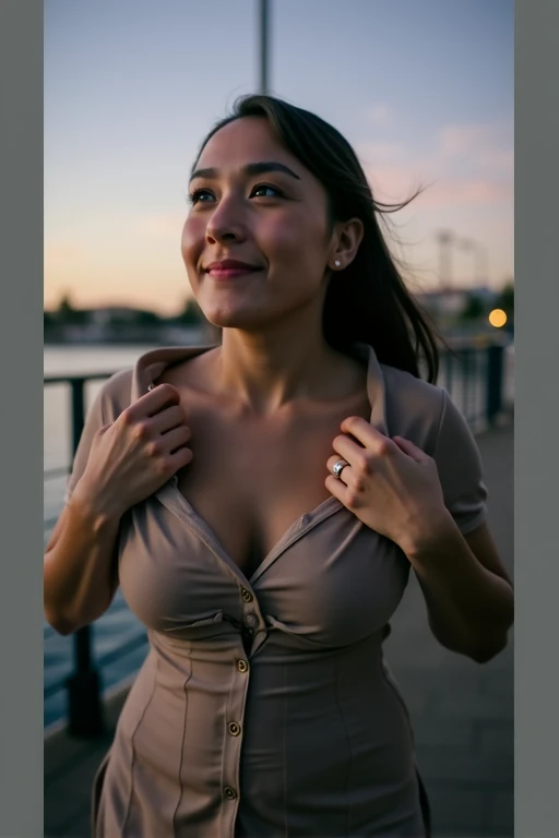 a beautiful girl, chubby, cute,laughing,wearing a black jeans and white gorgeous top, in new york city,nyc,beautiful detailed eyes,beautiful detailed lips,extremely detailed face,long eyelashes,curly hair,colorful dress,happy expression,smiling,urban city background,skyscrapers,street,photorealistic,8k,masterpiece,digital art,vibrant colors,cinematic lighting,soft focus