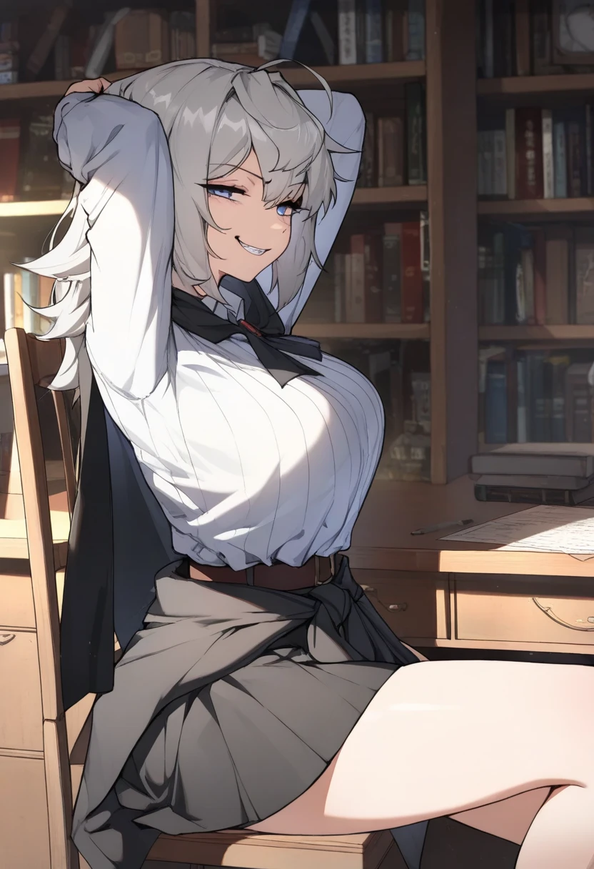 Schwarz(Arknights),grey hair,curvy body,wears Muslim clothes,big breast,nsfw,praying in bedroom,sitting on a prayer mat,crying, teary eyes,reading Qur'an(book).