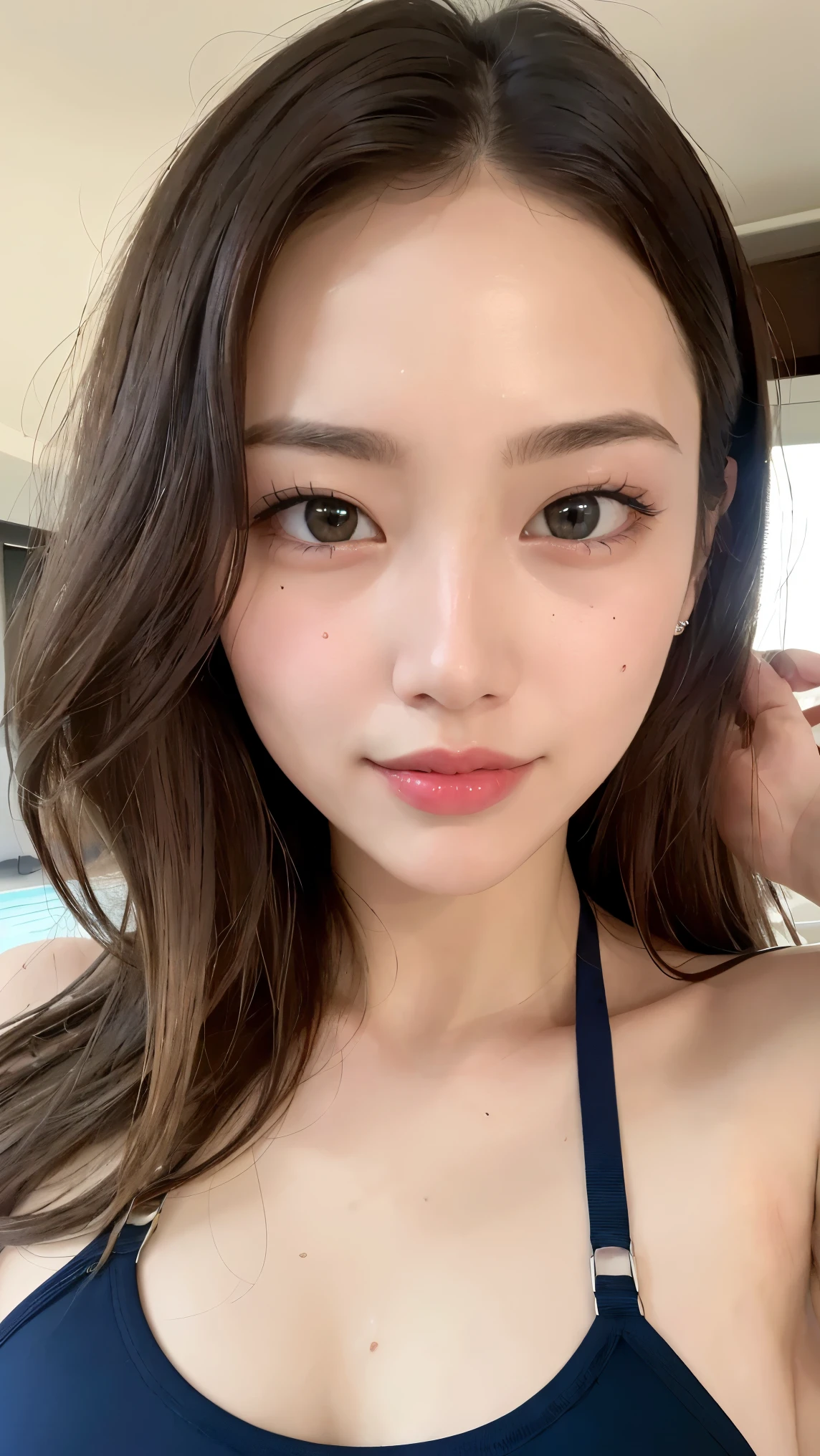 (8k、Raw photography、top-quality、masterpiece:1.2)、high-definition RAW color photography、professional photograpy、(realisitic、photoRealstic:1.37)、ciinematic light、1girl in、A smile、Office Lady、Upper body close-up、Overflowing breasts、Big Tits、huge-breasted:2.0、Breasts overflowing from clothes、A sexy