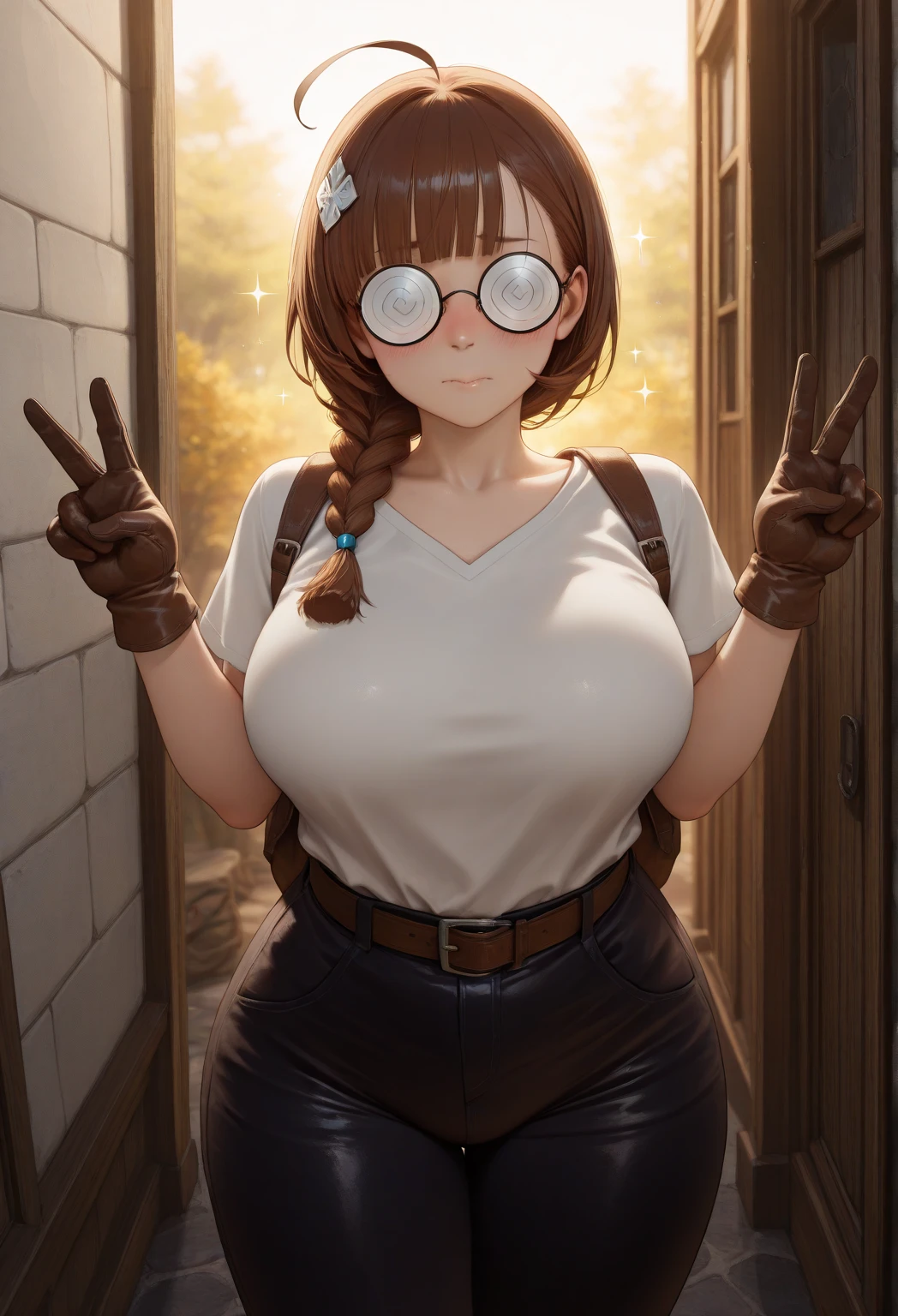 best quality,masterpiece,detailed,16k,8k,(fullbody shot), realistic hands, MeiOver, 1girl, black-framed eyewear, brown hair, glasses, solo, brown eyes, hair ornament, hair bun, short hair, single hair bun, hair stick, full body, lips, bangilitary sexy clothes)), ((crying)), from above, large ass, nose, opened mouth, swept bangs, realistic, 22_years_old, sexual_expression)), ((masterpiece, photorealistic, best quality, perfect face, perfect hands, perfect mouth, perfect eyes, perfect body)),