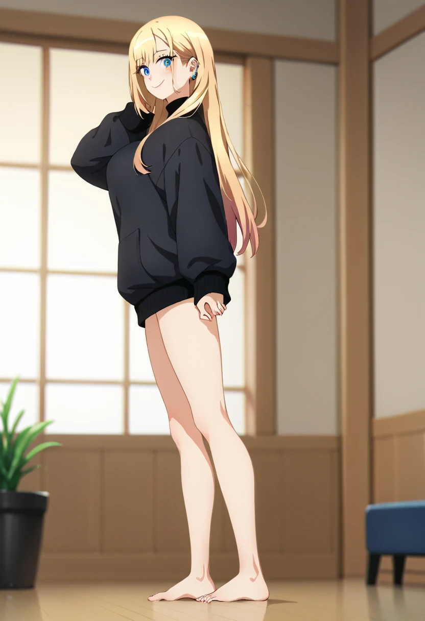 3 female students wear bare shoulders to school ， Blonde beauty with long flowing hair and beautiful legs 