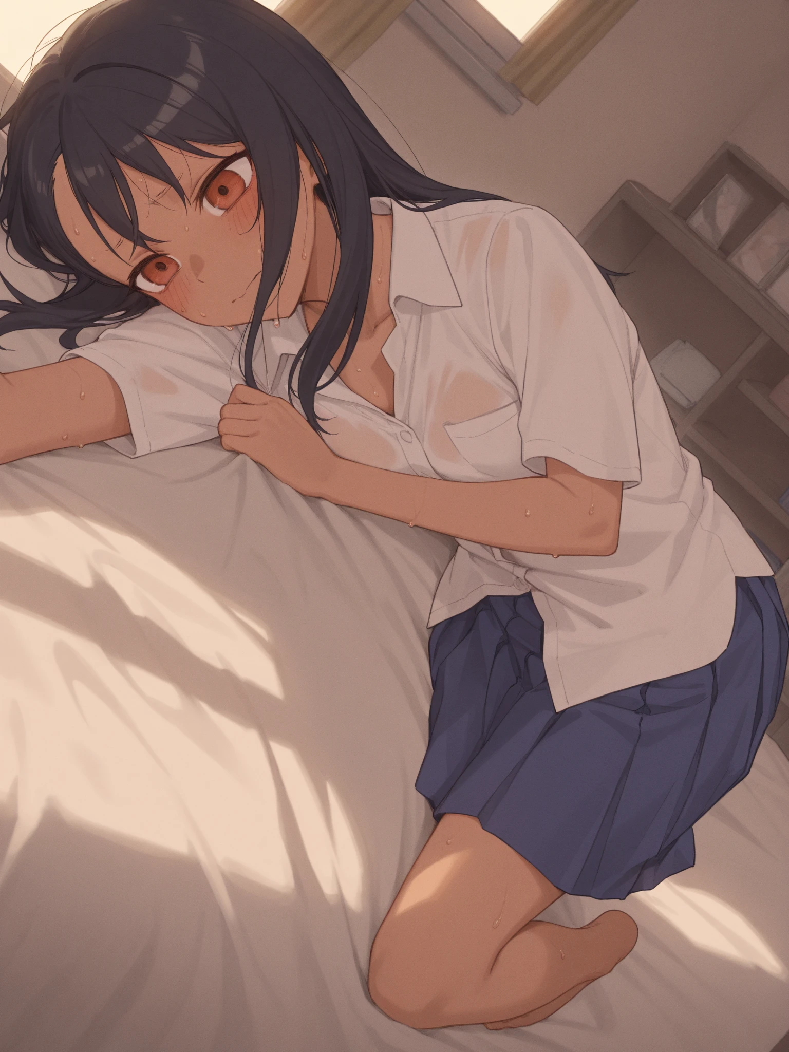 masutepiece, Best Quality,Illustration, Wallpaper, Ultra Detail, Little Face Lori、(((molesting)))、((fear:1.3))、(Teary-eyed:1.5)、(((Cute underwear)))、ample breasts、Cherry-colored nipples、medium-Long hair