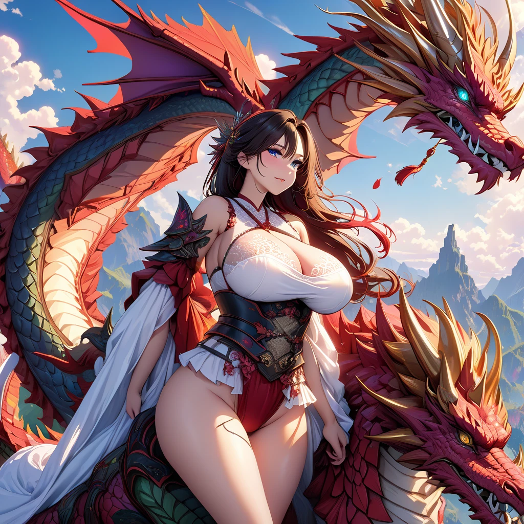 Monster Hunter、((Rathalos))、Red Scales、(((((naked、Woman with open crotch、A dragon licking a woman's crotch、Cunnilingus)))))