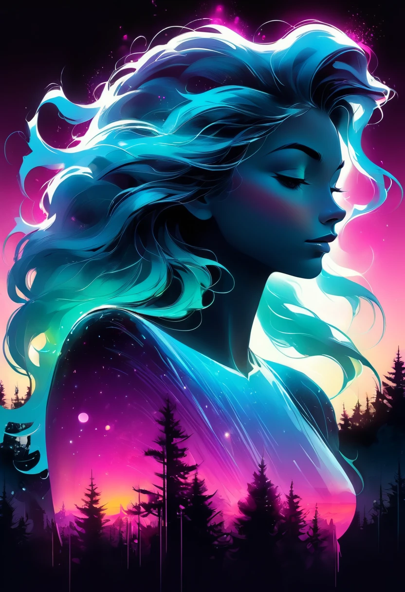 neon line art, drawing, black background,highly detailed ilustration of a beautiful white haired woman as a fairy princess in a garden holding a bunch of wild flowers, deep focus, d & d, fantasy, intricate, elegant, highly detailed, digital painting, artstation, concept art, matte, sharp focus, illustration, hearthstone, art by artgerm and greg rutkowski and alphonse mucha