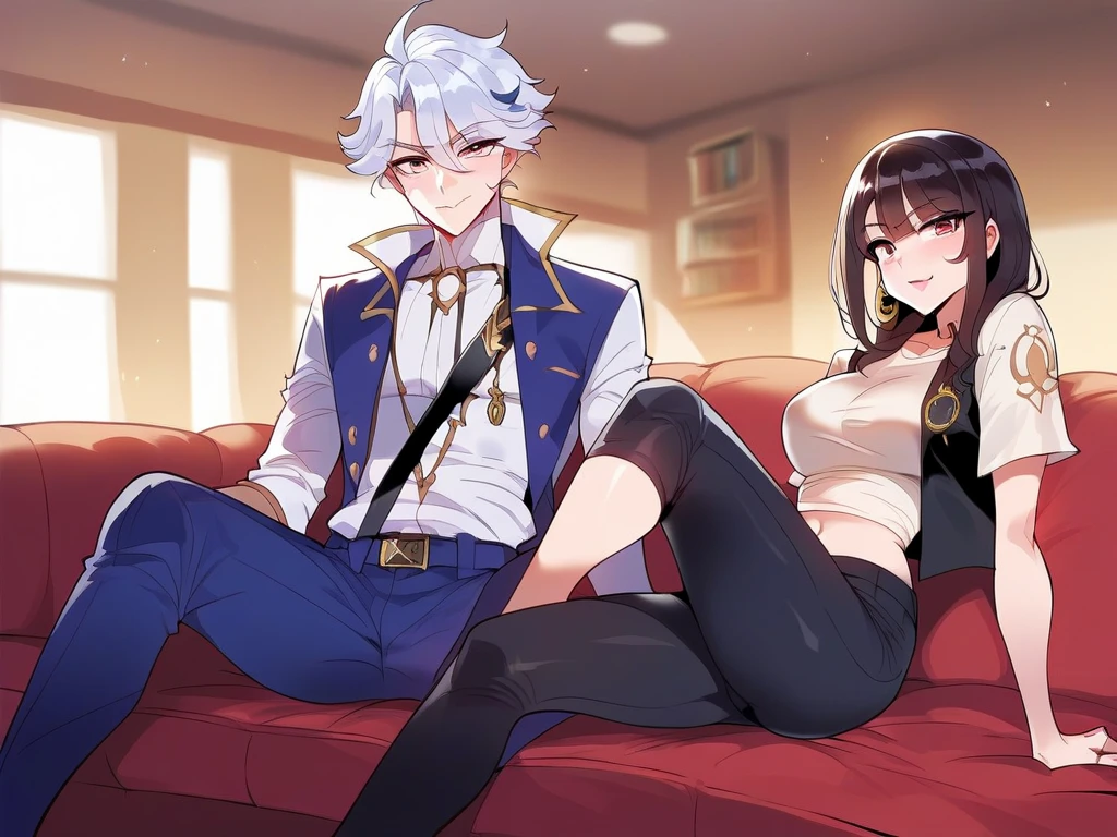 personagens de anime sentados em um banco com um fundo vermelho, Tranding no PXIV, trending on pxiv, noire cena mal-humorada, Final Fantasy 1 4 Captura de tela, estilo final fantasy 14, thancred waters in style of wlop, Hidari e Vlop, Sakimichan e Frank Franzzeta, Final Fantasy XIV, Final Fantasy 1 4, miqote morendo rindo, au ra femea do lado