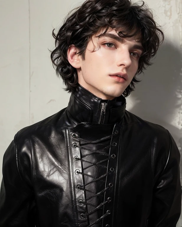 A submissive male wearing a collar on his neck as a symbolic gesture of his submission, facing straight towards the camera