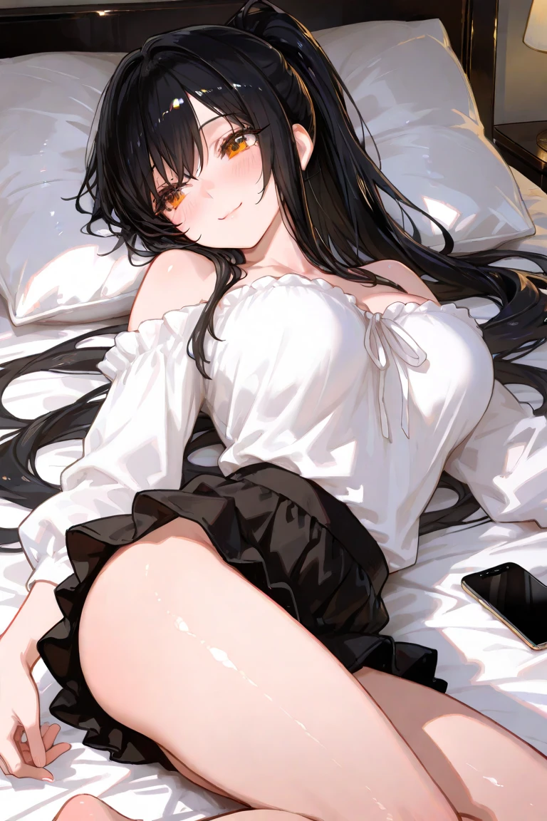 ,seductive Anime Girls, beautiful alluring Anime Women, Beautiful and attractive anime teen, beautiful Anime Women, attractive Anime Girls, beautiful Anime Girls, Smooth anime CG art, (Anime Girls), Long Hair, Anime Girls, Anime Women, Highly detailed art gems、After bath、Lying on your back、Lying down、Elevate your legs、Lightweight lace sleeveless、Sheer miniskirt、Perfect clothing for the skin、Thighs、Large Breasts、Ample breasts、Deep cleavage、just out of the bath、Embarrassed、smile、bed、Black Hair、はだけたThighs、Are pregnant