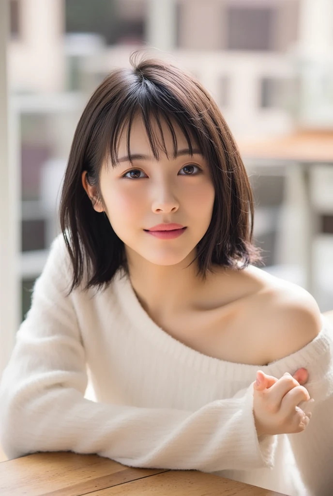 Beautiful girl playing with a puppy, 14 years old, (Highest quality:1.4), (Very detailed), (Very detailed美しい顔), sit, avert your eyes, smile, White T-shirt, Great face and eyes, iris, Medium Hair, The Beauty of Japan, (Skinny body type:1.3), (Flat Chest:1.3), (toy poodle:1.3),Smooth, Very detailed CG synthesis 8k wallpaper, High-resolution RAW color photos, Professional photography, Light, BackLight, dream-like, impressive, Written boundary depth, Bedroom, (Shooting from the side:1.2)