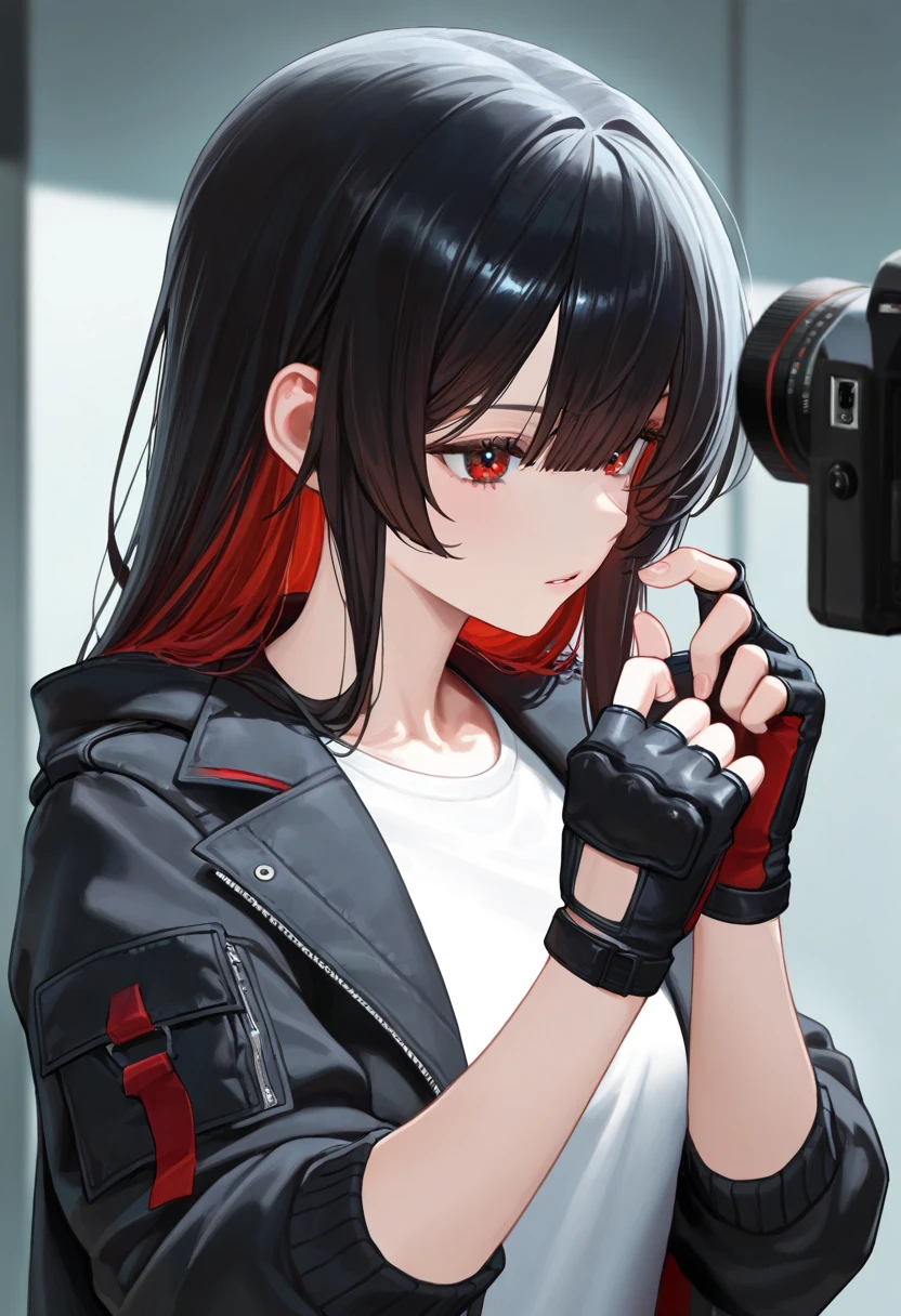 Hyper realistic, Lifelike texture, Dramatic Lighting, (Best Quality:1.1), depth of fields, during night, in a futuristic cyberpunk city, nffsw, shallow depth of fields, Broad light, High contrast, Backlighting, bloom, light glow, chromatic abberation, Sharp Focus, Futuristic clothes, Leather jacket, beauty512, Ying-chu, Breasts visible from disheveled clothes、red blush