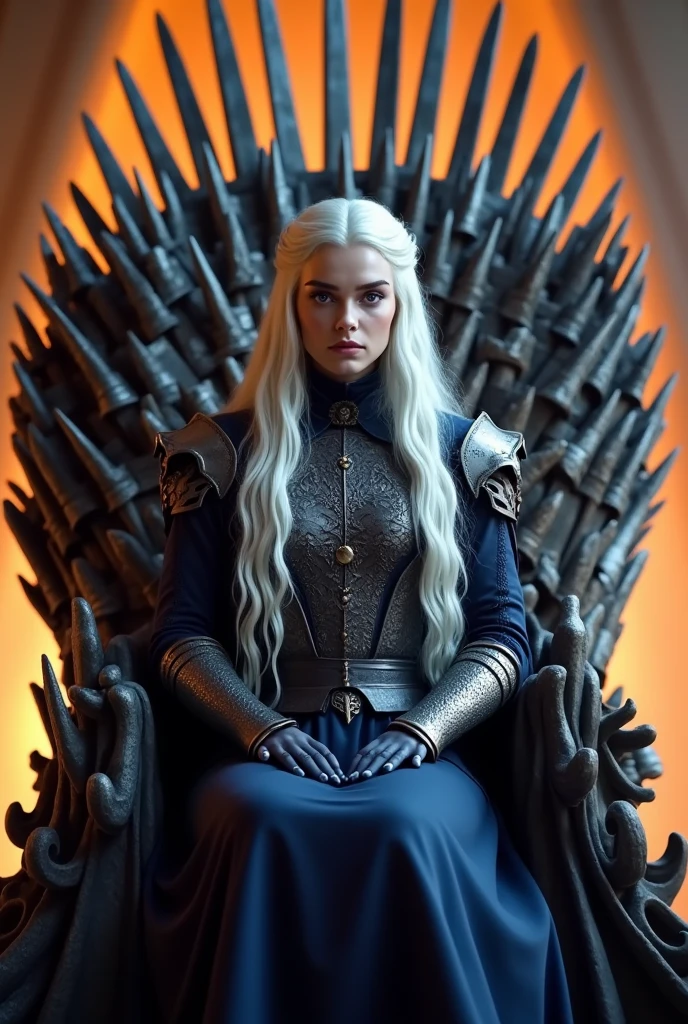 daenerysv100sd15 sitting on (ironthronerv20) with background of fire,long shot, master piece,4k, high quality
