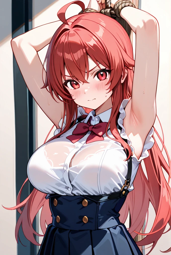 G-Cup masterpiece highest quality High resolution Big Breasts underwear sexy Adult female Glaring eyes Mouth slightly open smile Long Straight Panties Redhead Dress