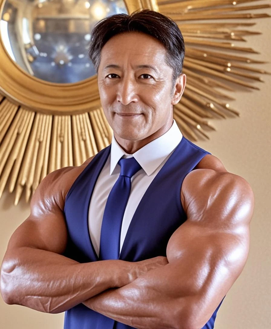 There is only one handsome Asian actor in the picture,35 years old,Tall and handsome, Toned body,short hair, O-Shaped Beard,Perfect body, Dark skin,Glowing skin,Smooth skin,The body is hairless,Muscle bulge, Muscular, Very large pectoral muscles,Very sexy abdominal muscles,Very well-developed leg muscles,Huge concave and convex area,Brightens oily skin,Wearing a white leather shiny thong,Handsome face, Correct and accurate male body proportions, Wear white leather socks,Stand among the flowers。