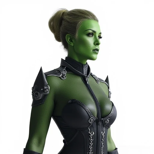 (1female), (orc:1.1), (green colored skin:1.3), (hihelz), full body, Comic Poster, line art, (good anatomy, good composition, good proportions, diffused lighting, sharp focus, high quality, detailed, award winning, masterpiece, empty hands:1.3), illustration by Larry Elmore and Todd Lockwood <lora:bondingThighboots_v10:0.5>
