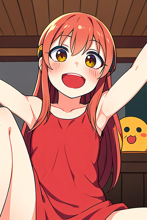 score_8_up, score_7_up, score_6_up, source anime, anime screencap, retro artstyle, retro anime, asuka langley soryu, long hair, bangs, blue eyes, brown hair, hair ornament, small breasts, naked, tatami mat, indoors, living room, looking at viewer, annoyed, open mouth, lying on stomach, holding nintendo switch, tank top, small breasts, butt, ass, ass focus, naked, bottomless, bare ass, nipples, fan (electric), fan, sweat, 