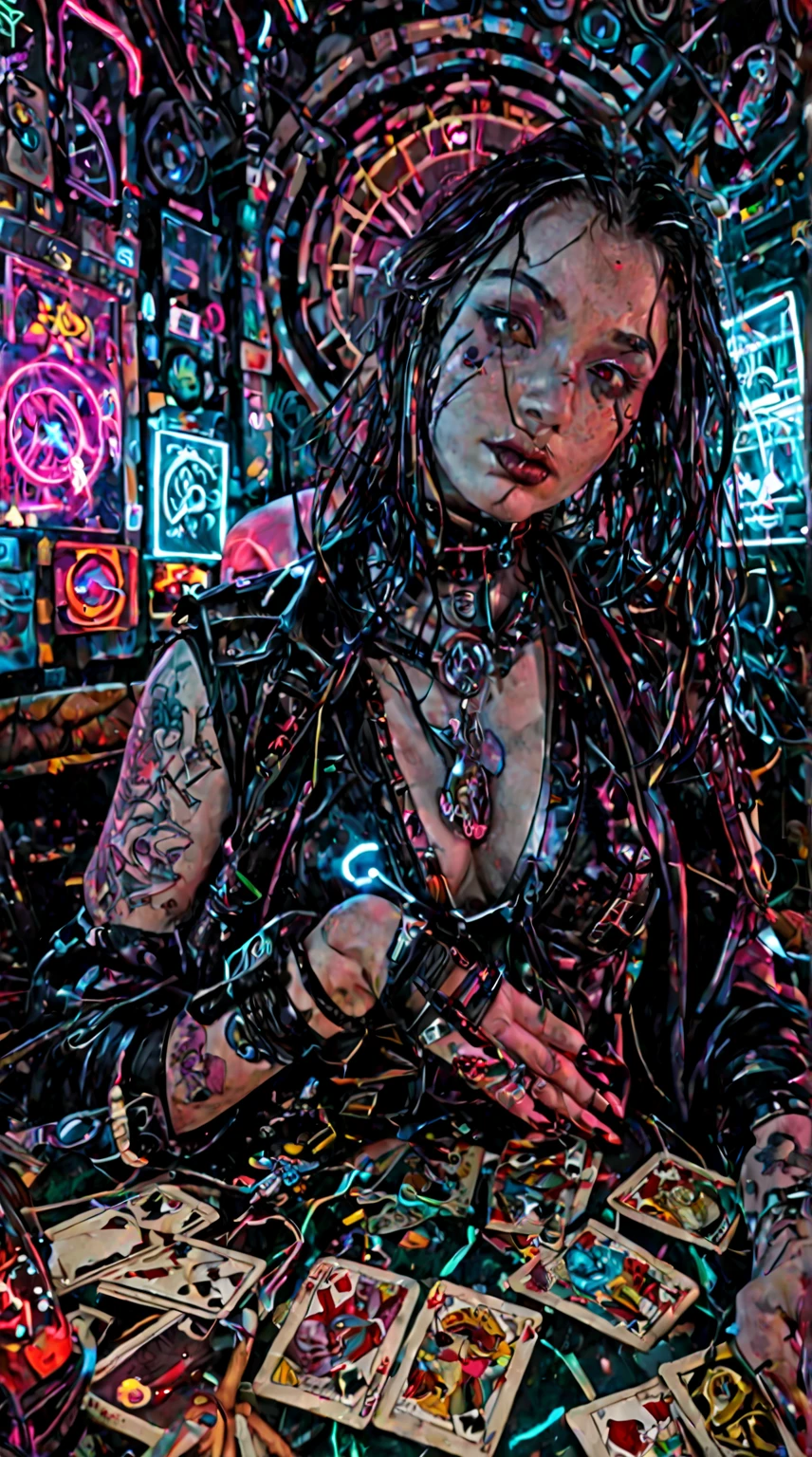 a tattooed woman being carried by crows. Her eyes exude confidence, displaying courage and determination. This illustration celebrates the strength and beauty of women, inspiring viewers with its powerful depiction. insanely detailed, (masterpiece), best quality, 8k, ultra high res, High contrast and low saturation, (Anatomy-based character design), by BoochaN