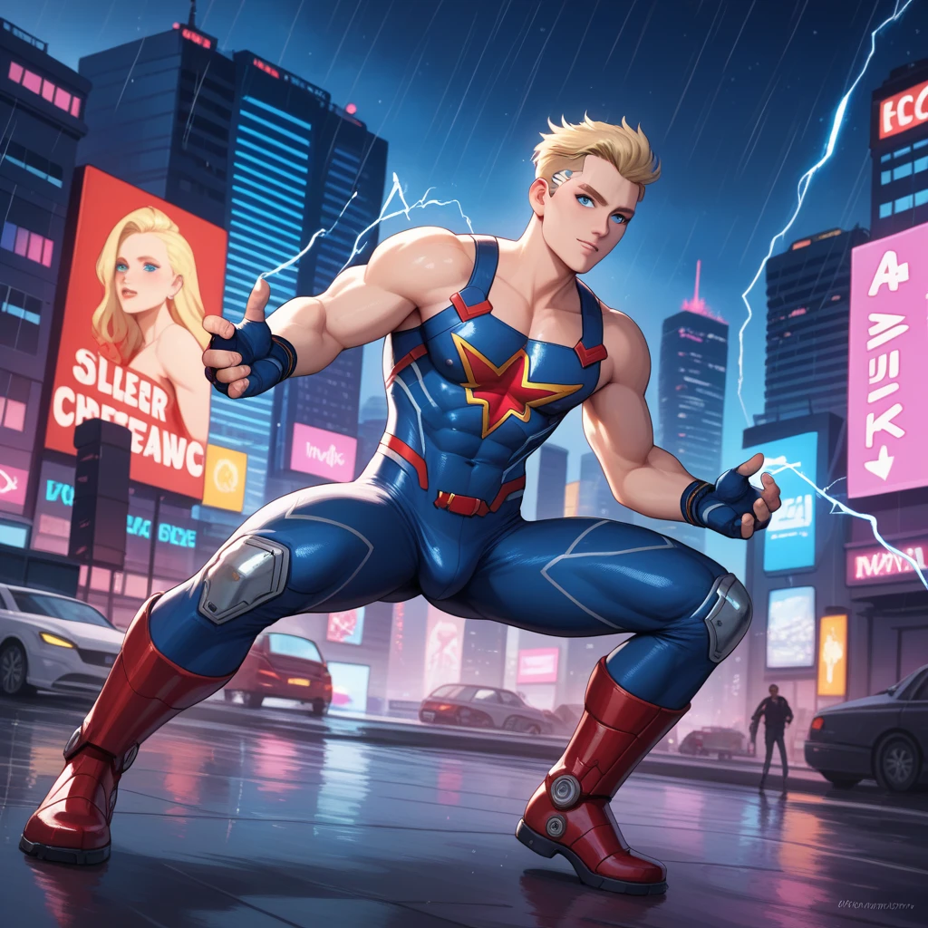 Albert wesker, naked:1.2, high resolution, middle aged man, smiling, jumping, in a vibrant fairy tail world, happy,