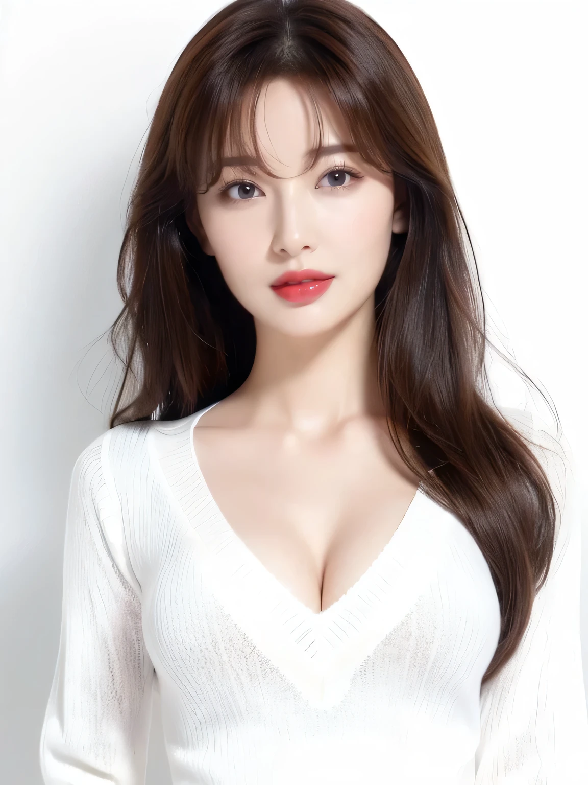 8k, highest quality:1.2, masterpiece:1.3, High resolution RAW photo, photorealistic:1.3, portrait:1.1,  super resolution, realistic, real photos,  amazing details, An ultra-realistic photograph, cute beautiful one woman with perfect body:1.4, slim big:1.2, amazing details, cute beautiful woman with perfect body:1.4, shiny skin, glossy lips, High-definition face and skin texture, fine eyes, double eyelid, very detailed, dark brown hair color, medium hair, big tits, ample breasts:1.4, high resolution chest,  (Wearing a white doctor's coat:1.2), Medical fetish, inspection, Sunlit, Ward Background:1.3,smile:1.3