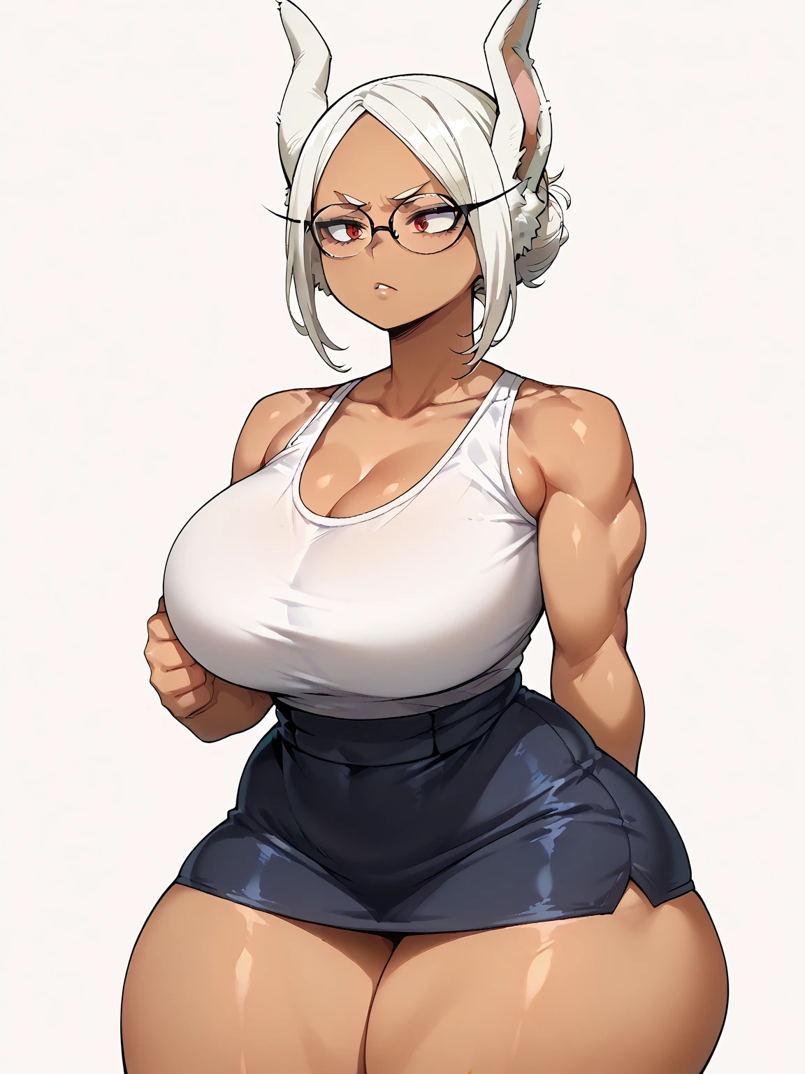 1 girl, solo, (smile), open mouth, excessive pussy juice, standing, cowboy shot, blonde hair, twintail hair, pink eyes, sweat, (shiny skin:1.2), seductive expressions, blush, looking at viewer, ((dark skin:1.4, dark-skinned female:1.4)), (gym shorts:1.2, short shorts:1.1, sports bra:1.2), (simple background:1.2, grey background:1.2), (huge breasts:1.2), (covered nipples:1.2), (thick eyelashes, eyeshadow), (wide hips:1.2, thick thighs:1.2, narrow waist), nose blush
BREAK
(masterpiece, best quality), highres, perfect anatomy, detailed eyes, deitaled face,
<lora:NDC:1>