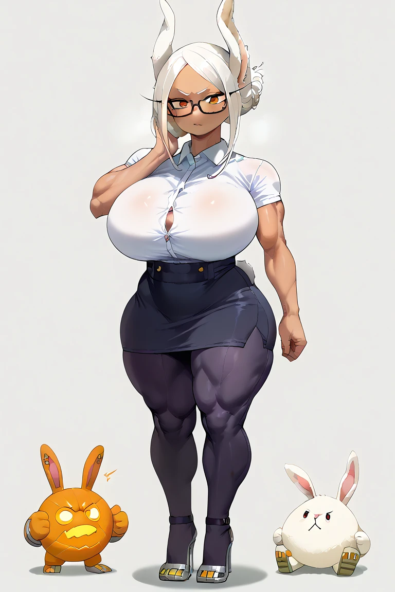 score_9, score_8_up, score_7_up, score_6_up, score_5_up, score_4_up, (solo), female anthro hyena,  secretary clothes, mini skirt, garter belt tights, lusty, fluffy body, long blond hair, black eyes, (thick thighs:1.5)((( offering the breasts))) (fit_body) ( she is standing) (high_angle_view) (barely_visible_booba) , giant breasts, 