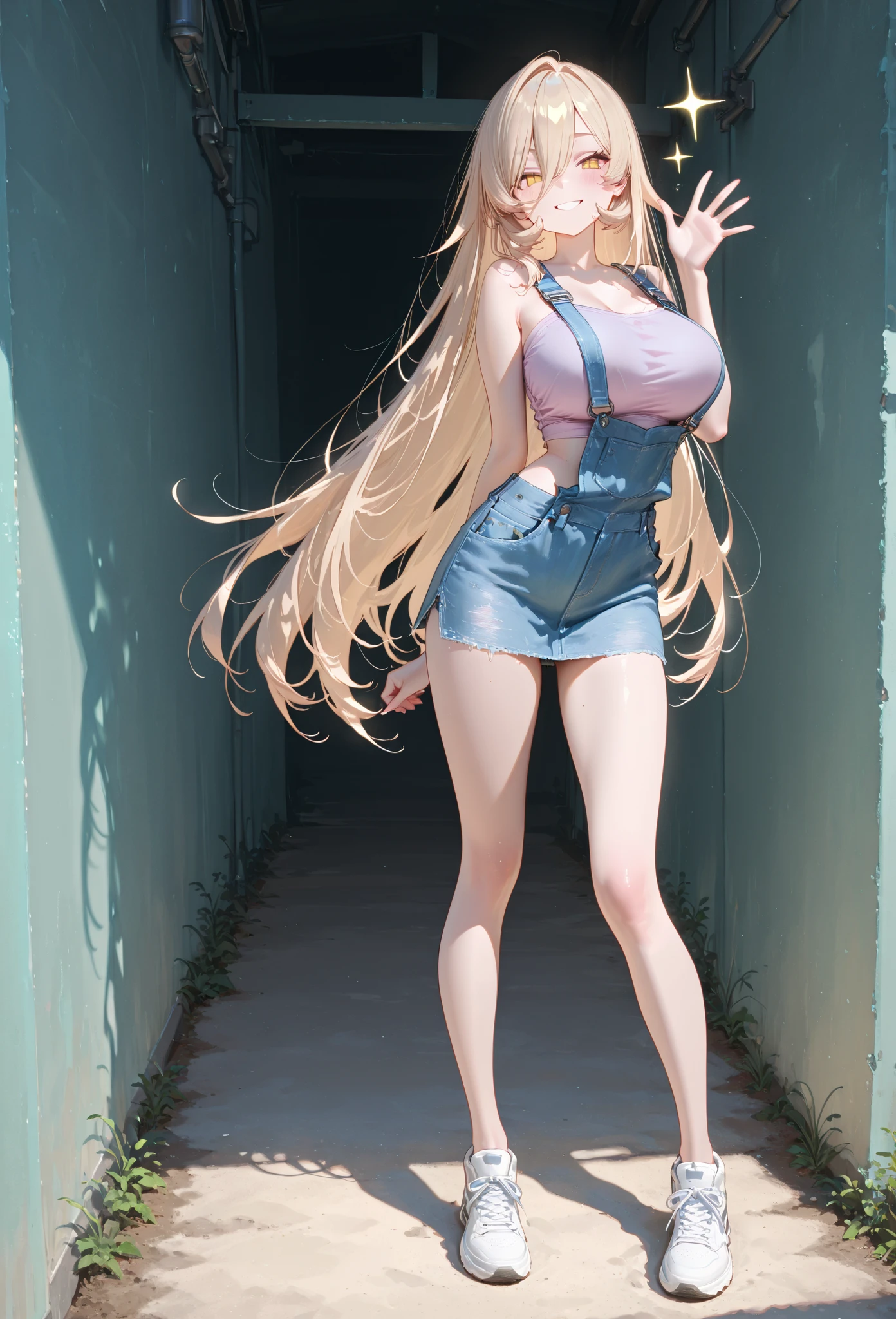 girl,Young,、ager、(masterpiece,Highest quality),Street,Dark skin,(Brown Skin)、Completely naked,Bare shoulders、Gal、Blonde、passionate、Long Ponytail、(Underboob),Big Breasts,Cleavage,(stomach),Black mini tube top、looking at the camera、barefoot、Very short denim shorts,(Ultra Micro Shorts),Strong winds、No underwear、The skirt is blown up by the wind、solo、Are standing、barefoot、City、Embarrassing、Peeing、Soaking wet