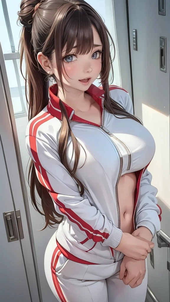 realisticlying、Face Real Real Adult Woman、Wear upper and lower judogi、Cleavage emphasis、judo hall、Smile、A sexy