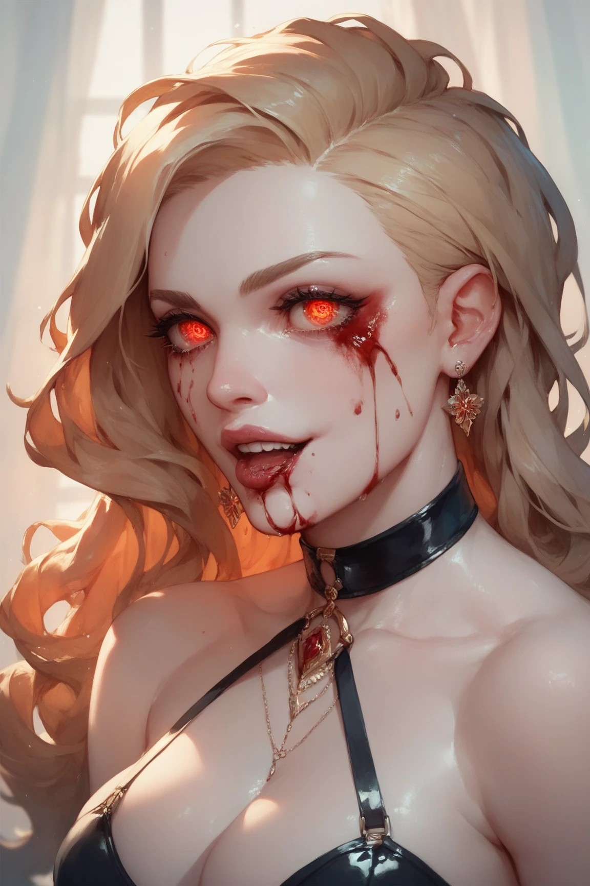 Hay una mujer con sangre en la cara y un vestido rojo, chica vampiro, Retrato de vampiro, Reina Vampiro, Vampiro del Clan Lasombra, Carmilla vampiro, Retrato de una dama vampiro, Hermosa reina vampiro, Vampiro femenino, hermosa reina vampiro, Retrato de un vampiro, androgynous vampire, Vampiro sagrado, como vampiro, mujer vampiro