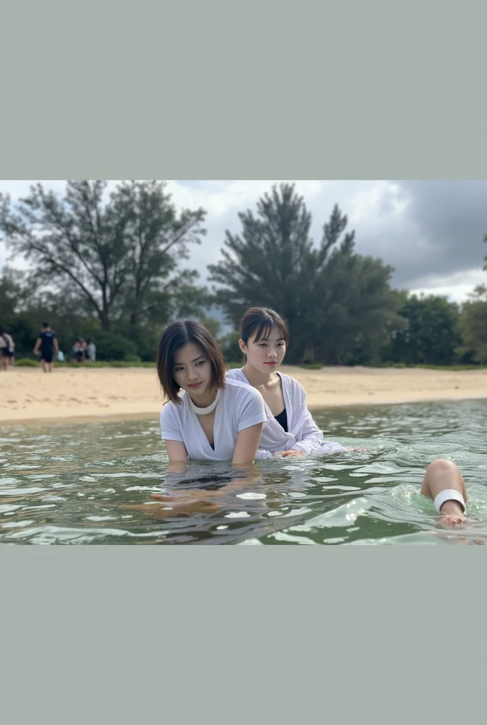 Beautiful schools of fish and people swimming in the beautiful ocean of Okinawa