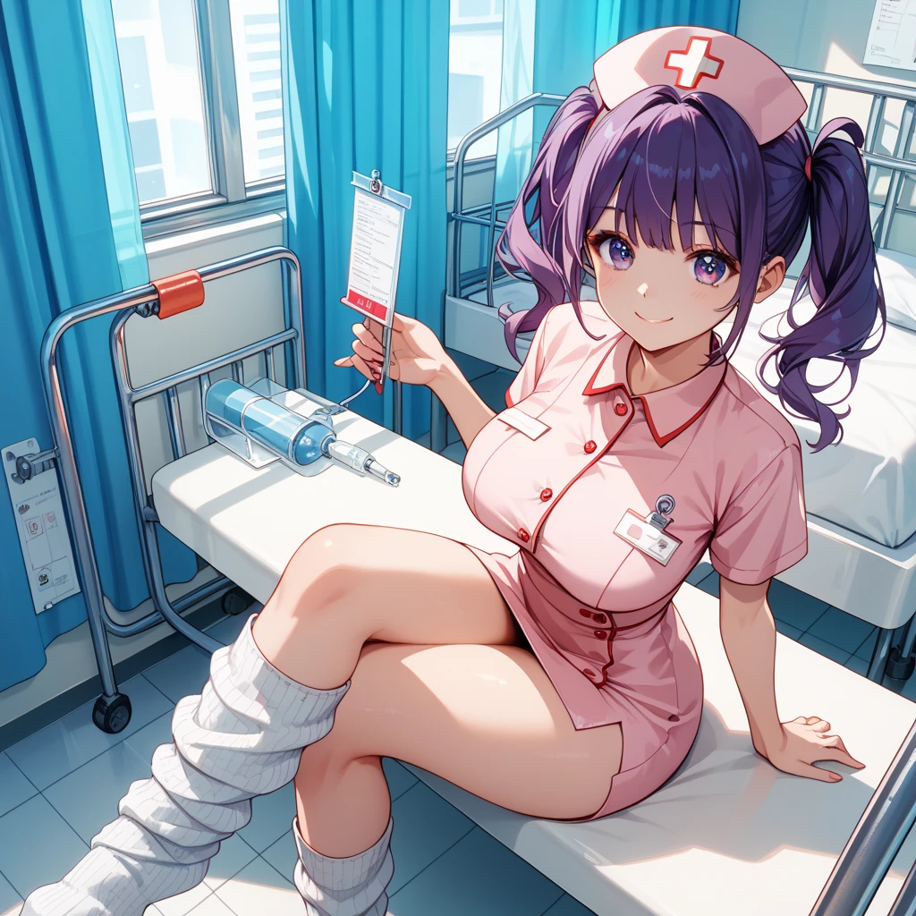 infirmary, curtains, 1girl, nurse, white dress,, masterpiece, best quality, highly detailed