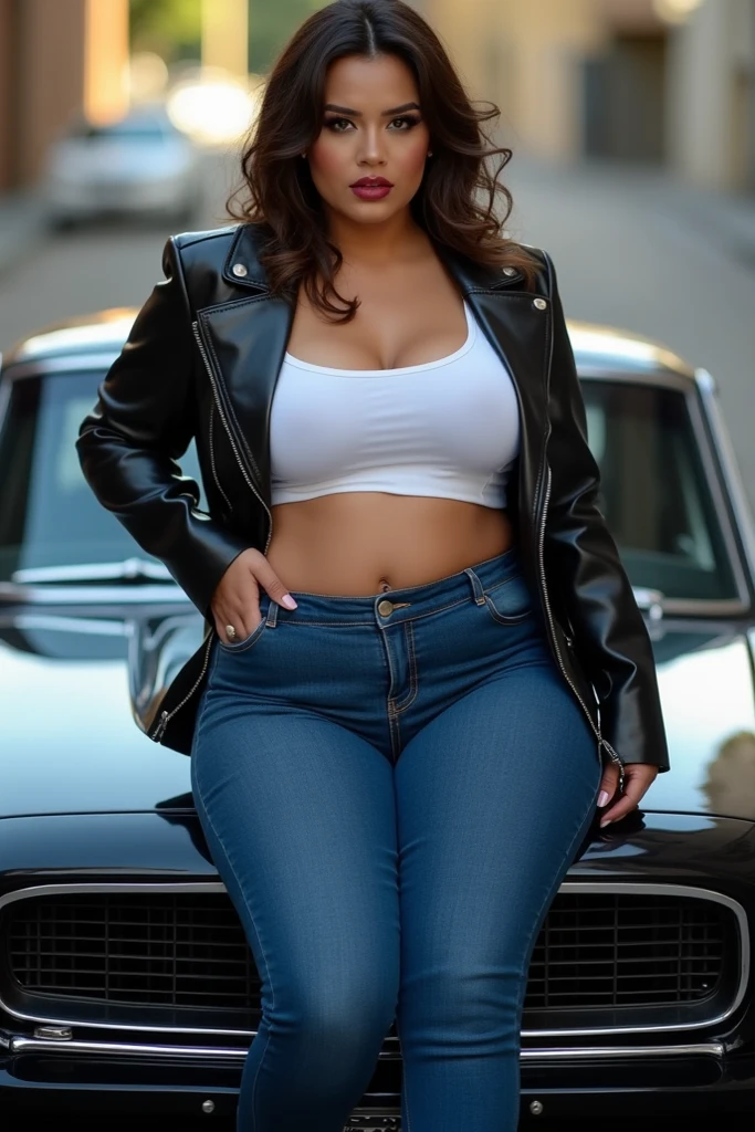 real life, 8k uhd, max detail, realistic skin texture, sharp focus((Ultra realistic photo, Best quality, Very detailed, Masterpiece:1)), (Realstic, photo-realistic:1.5), (Ultra-detailed), une dame noire sexy, thick thighs, grosse poitrine, hanches larges,sexy, gros butin, Accueil Contexte, sexy ((full body view, Display from head to toe)), clivage,