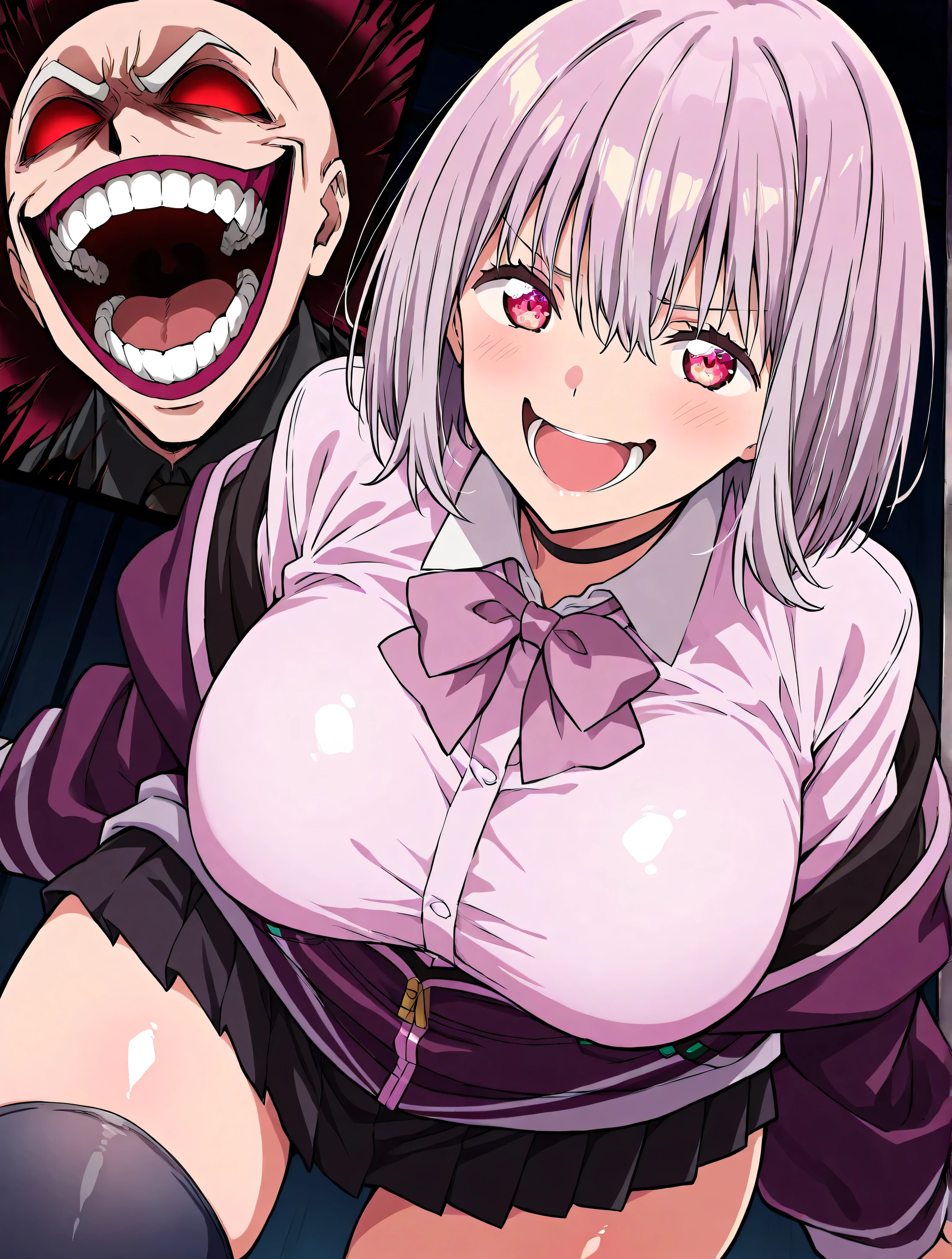 Squirting、vaginaに手を入れる男性、fingering、Ultra-detailed illustrations、Ultra-precise expression、masterpiece、Highest quality、ultra High resolution、High resolution、Hiromitsu Takeda Style、White background、Simple Background、On the iron plate、Side angle、One girl、(Mash Kyrielight)、light purple hair,short hair,hair over one eyes、Completely naked、whole body、barefoot、White Breath、Sweat、Glowing Skin、shiny skin、View your viewers、smile、ahegao、Muscular uncle、Bald uncle、Man licking chest、vagina、Spread your legultiple men、penis、Choker of Hearts、