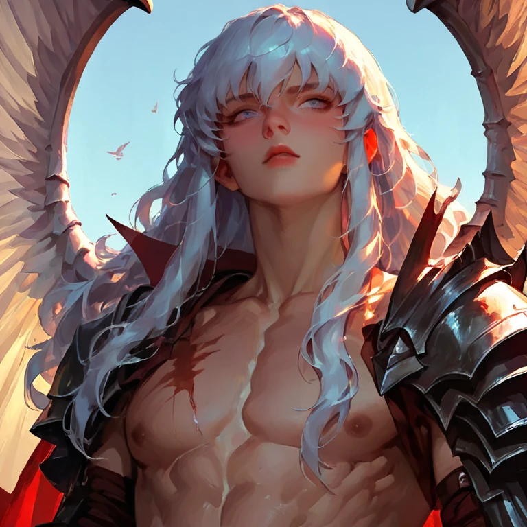 (Best Quality,4K,High resolution), Angel Girl，(Best Quality,4K,High resolution),silvery-white hair on a white body, body with gray hair all over the body,,,,， transform,An abnormal，sharp eye，Luminescent blue eyes，Facial expression enhancement，，Changing the Appearance of a Transform，beast，Beastification，buttle，Reproduce delicate and realistic skin texture in detail，musculature、Realistic portrayal，Vibrant colors，expresive，Classic background(Best Quality,4K,High resolution), Comical appearance，(Best Quality,4K,High resolution), 18yo woman, Blue highlights of gray hair, Long hair, Straight hair, Cool Woman,Wolfification，Cold eyes ,sharp eye，Torn white and blue clothes with intricate decoration，comic strip，animesque，Comical illustration，busy，Deformed cute illustration，Full body projection，Doomsday World，Fighting，Dark worldview，Delicately reproduced dynamism、Combat stance