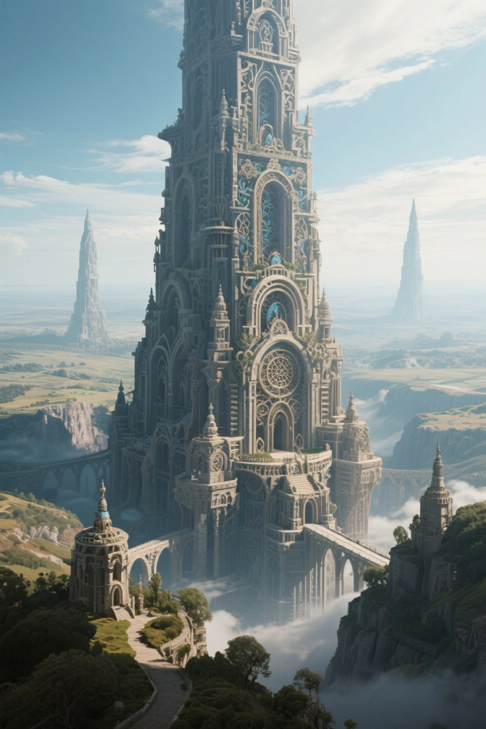 cyberpunk, scifi, small church in a angelic,abandoned fantasy cliffside topia edge of the multiverse, masterpiece<lora:EnvyFractalismXL01:1.0>