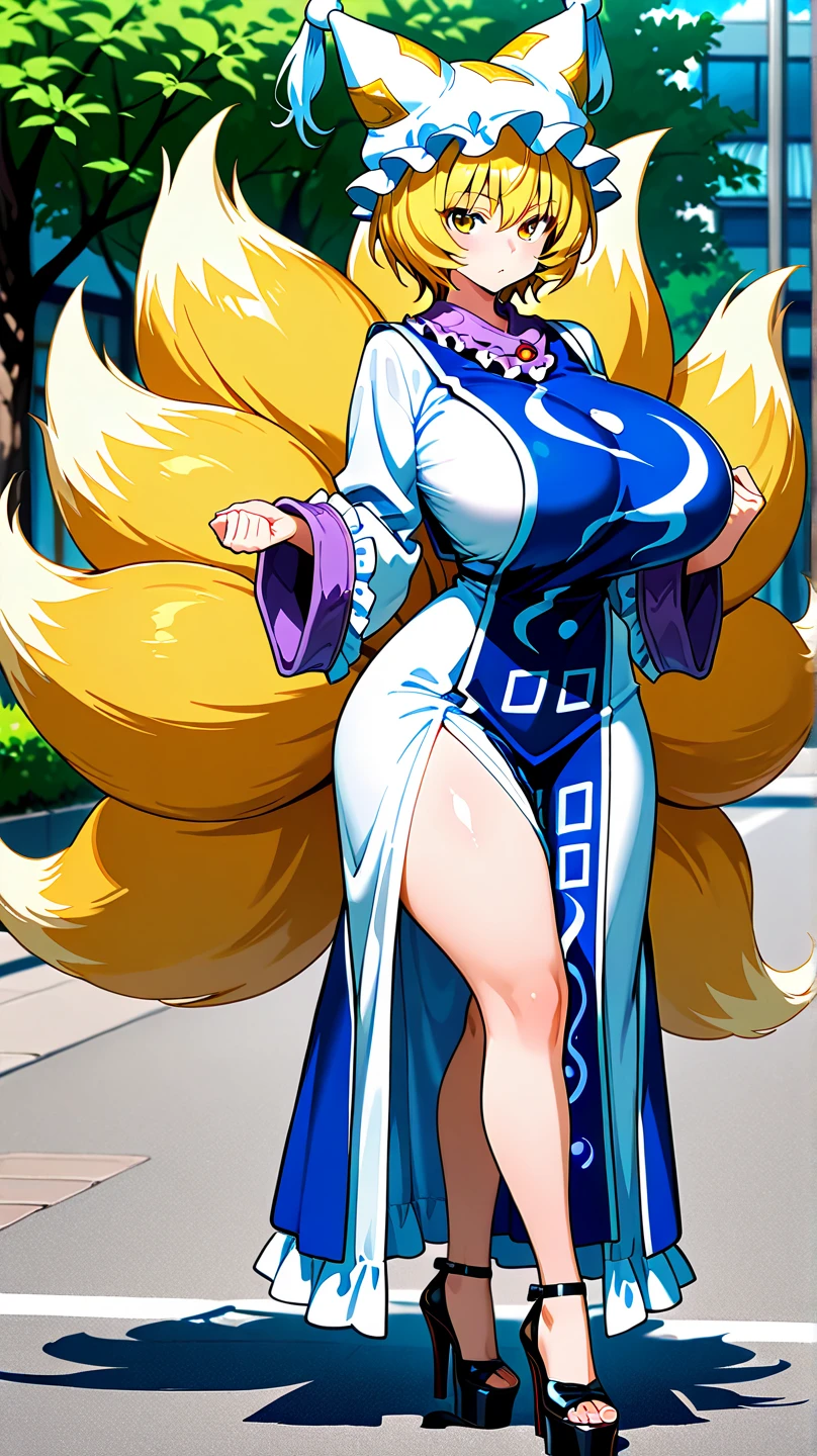 hoshiguma yuugi, european medieval cloths, crazy smile, medium breast, large skirt, long skirt, flipflops, full body, standing, medieval clothing,long skirt,(best quality,4k,8k,highres,masterpiece:1.2),ultra-detailed,(,1.37),portraits,vivid colors,warm tones,soft lighting, sharpteeth open mouth ,smile