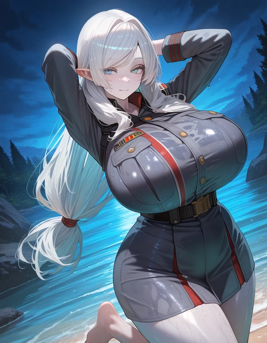 das echte Ding、1 girl、hellbraune Haare、Langhaar、Two-tailed、Bezauberndes Gesicht、green eyes、 body shape、((kleine Titten))、((Gummianzug:1.5)), Die Brustwarze ist sichtbar、((big breasts narrow waist))、a wet body、Cowboy-Schuss、Nach vorne gerichtet、shiny body、pinkeln、Blick in die Kamera、((Genitalien sind sichtbar))、Shooting from the side、Meisterwerk、top quality