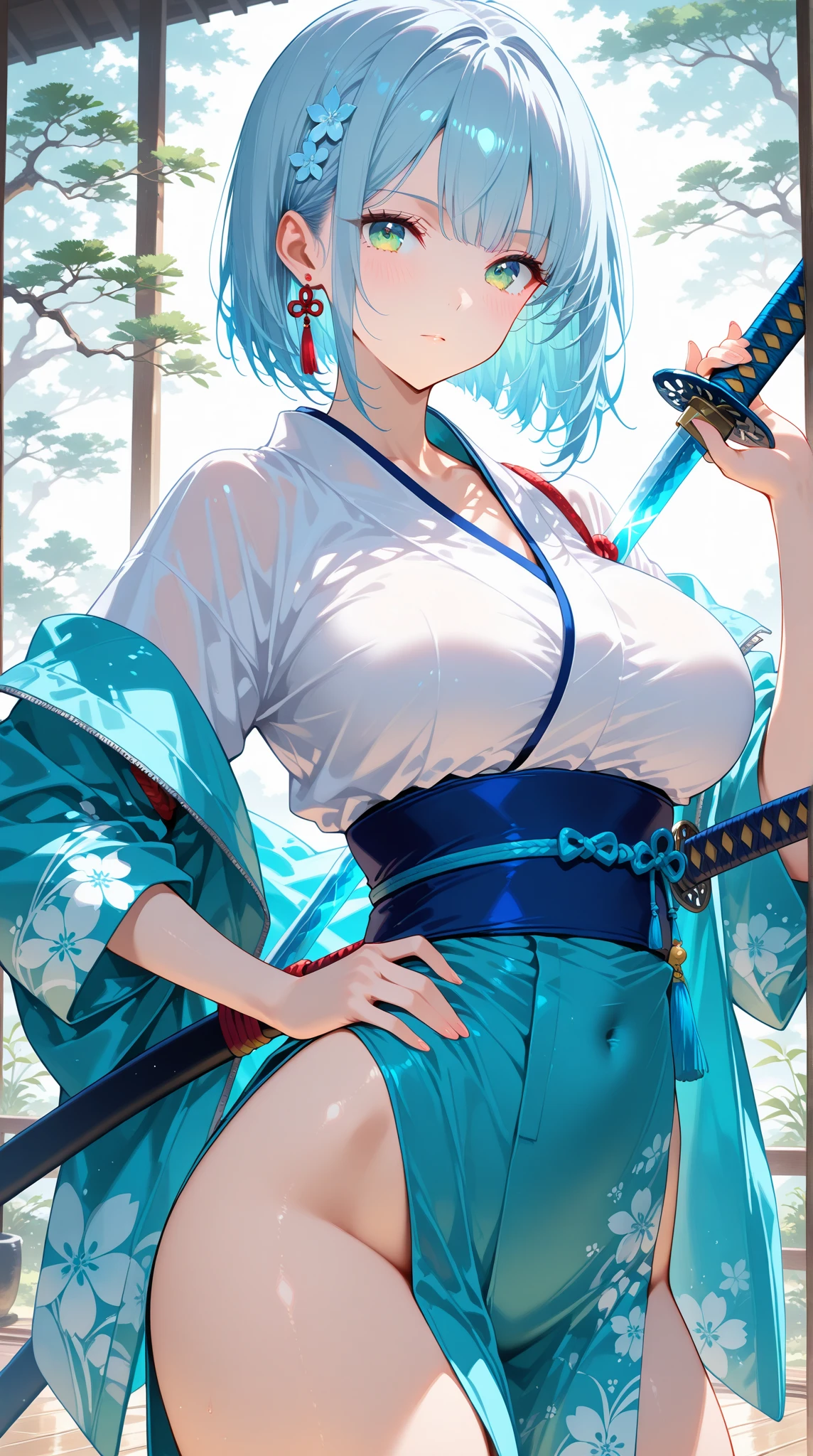 masterpiece, best quality, detailed, Gintama, 1 Girl, Ginko Sakata, Large Breasts, outdoor,