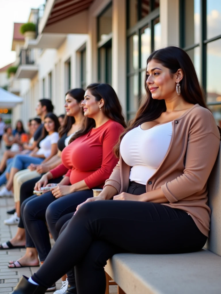 Afternoon of well-dressed fat Latina women sitting