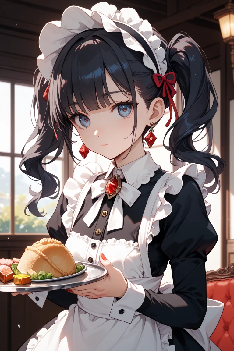 Gothic Lolita girl eating yakiniku