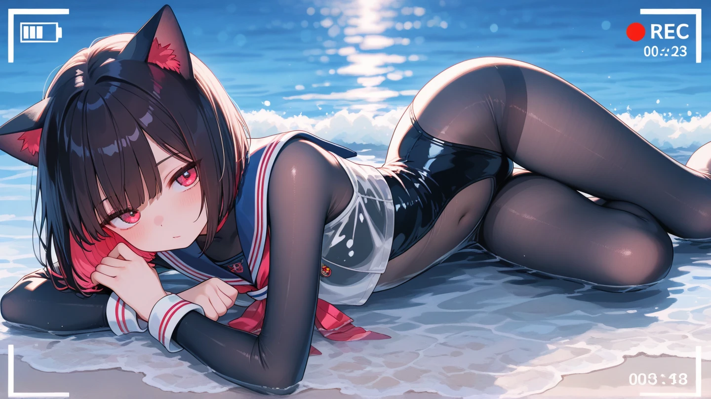 anime artwork, score_9, score_8_up, score_7_up, score_6_up, score_5_up, score_4_up,sparkle \(honkai: star rail\),1girl, twintails, black hair, medium breasts, red eyes, red eyeshadow, fox mask , , , , , she is 24 years old, , ,horny, , , , style_3, ,,, floox style, . one-piece swimsuit. from below, cameltoe, from behind, , looking at viewer, grin, sky, clouds, sun, ass, swimming pool, bent over. parkle is a  young woman who has black hair that is tied into two high pigtails with a red tie. Her hair reaches her hips and has pink tips, fringe middle bangs, and two locks in front, with the left lock reaching her collarbone and the right lock reaches her shoulder. She has fluorescent pink eyes with a light colored butterfly detail under her pupils, a small cherry blossom flower tattoo on her right collarbone, and tiny black dots under each of her eyes. Additionally, a white-and-red Kitsune mask is at an angle on the top of her head
