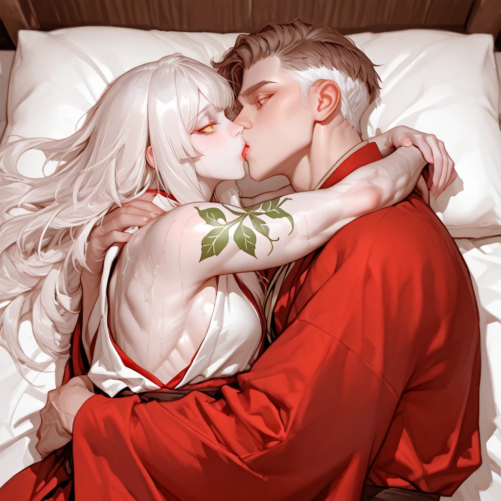 White nurses, camouflage soldiers, kisses, hugs.