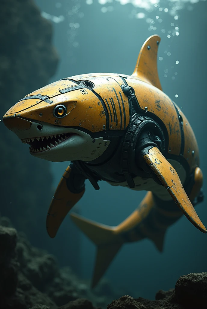 Robot Shark underwater, Mouth open, sharp teeth
<lora:ConstructionyardAI_v2:1.0> constructionyardai
