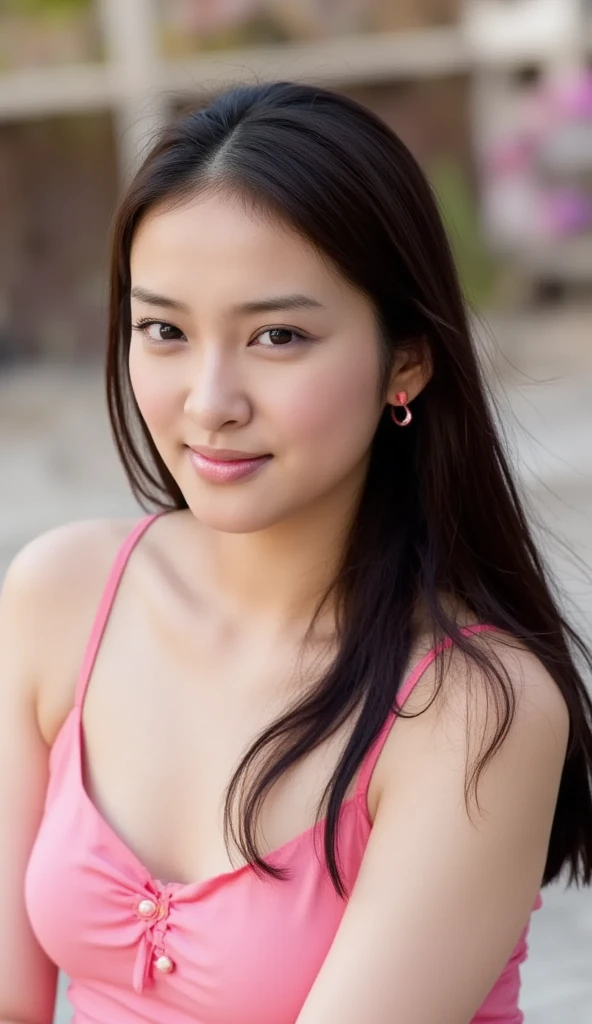 masterpiece, Best Quality, (hyper realisitic:1.4), (Smooth lighting:1.05), Ultra-detailed, finely detail, hight resolution, 8K Wallpaper, Perfect dynamic composition, Beautiful detailed eyes, Beautiful Women with Perfect Figure: 1.4, Slender Abs: 1.2, large breasts, natural color lip, Long straight Hair, Highly Detailed Face and Skin Texture, 20 years girl, Perfect and beautiful face, Sexy shot looking at camera, smile, bed