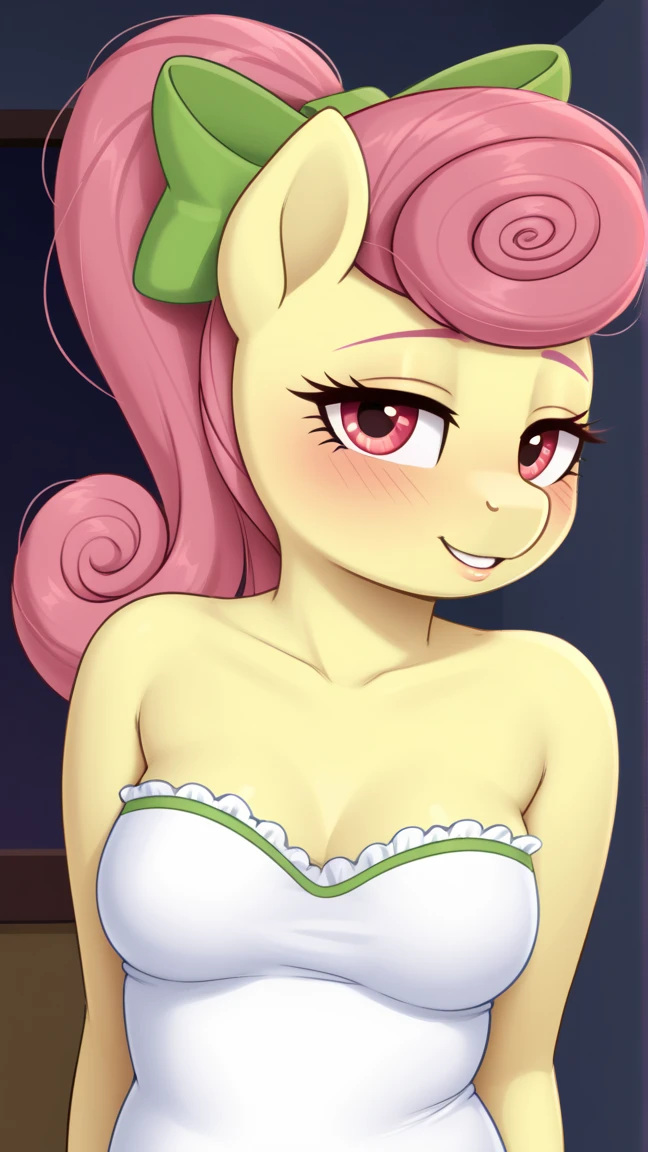 My little pony, fluttershy goth, goth dress, (pulling up her panties), big breasts, dog collar, earrings, piercing, black eyeshadow, black nails, sexy ass