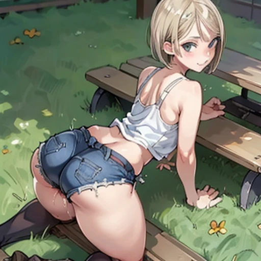 (best quality, masterpiece), AnnieAOT, day, naked, naked_girl , ((visible_vagina)) , visible_boobs , nipples, sky, cloud, outdoors, boots, mountain, thigh_strap, three-dimensional_maneuver_gear, tree , sexy figure , perfect_anatomy , lewd , ((perfect_hands_and_fingers)), looking at the viewer, sitting, spread_legs , ((detailed_face)) , ((same_face_as_LoRA)).