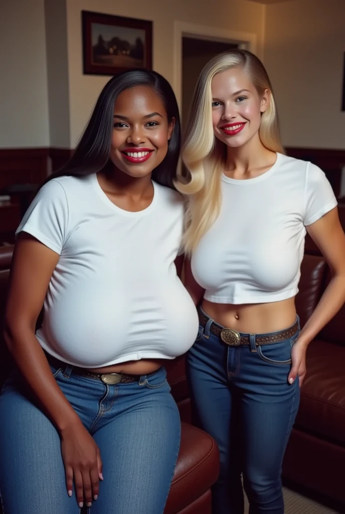 (((2heads))), conjoined, one body (big bulge),chubby, very feminine and beautiful face, no facial hair, no body hair, tight sweatpants, beautiful shiny straight black hair, african, dark skin, dark blue eyes,at a street,, massive big bulge in crotch, dripping gooey white slime on skin,oiled skin, wet skin, blonde, dark hair with highlights, black hair,unathletic, smiling, full body, realistic, detailed soft skin, , conjoined, chubby