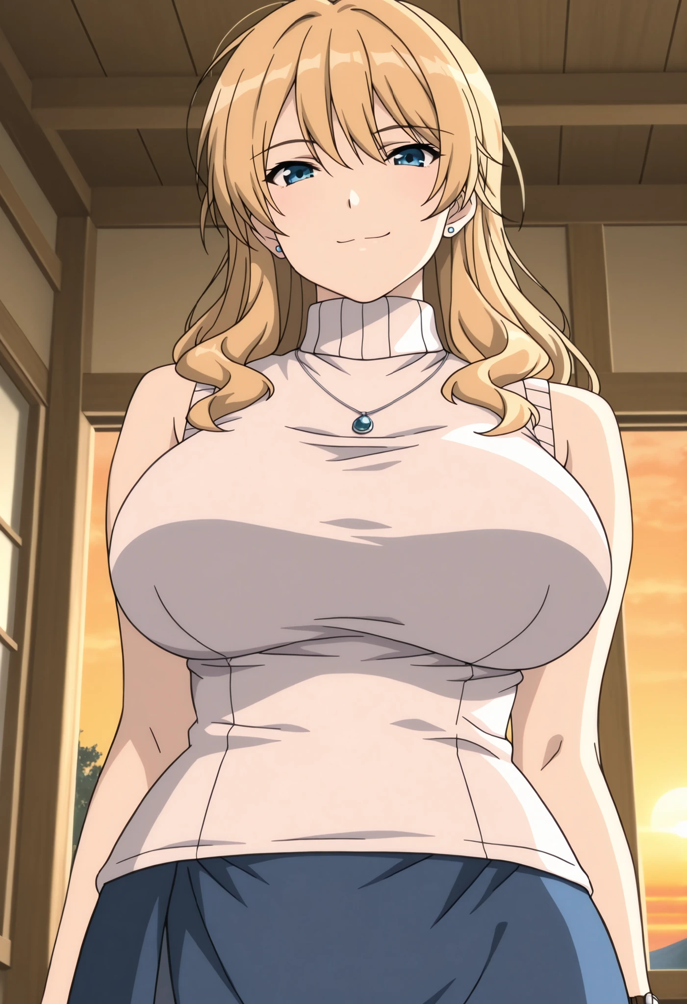 Simple White Background,
white shirt,collarbone, cleavage, bare shoulders,
armbands,
blue eyes, blonde hair,bangs,Long_hair,hairband,
1 girl, 20yo,Young female,Beautiful Finger,Beautiful long legs,Beautiful body,
Beautiful Nose,Beautiful character design, perfect eyes, perfect face,expressive eyes,perfect balance,
looking at viewer,(Focus on her face),closed mouth, (innocent_big_eyes:1.0),(Light_Smile:0.3),
official art,extremely detailed CG unity 8k wallpaper, perfect lighting,Colorful, Bright_Front_face_Lighting,White skin,
(masterpiece:1.0),(best_quality:1.0), ultra high res,4K,ultra-detailed,
photography, 8K, HDR, highres, absurdres:1.2, Kodak portra 400, film grain, blurry background, bokeh:1.2, lens flare, (vibrant_color:1.2),professional photograph,
(Beautiful,large_Breasts:1.4), (beautiful_face:1.5),(narrow_waist),