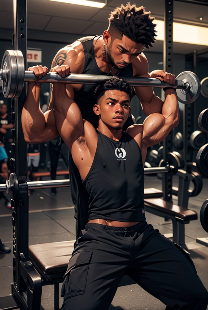 37-year-old men talking at the gym dark-skinned men weighing 72 kilos of black skin do