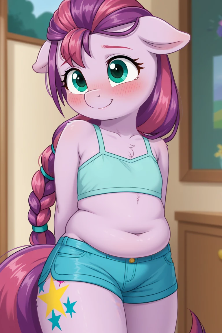 Unicorn wearing short shorts