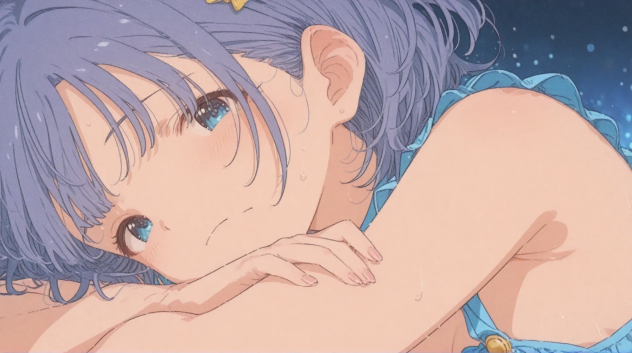 ★composition：(close up face:1.4), (正面shape:1.4), Lying down, (From below,:1.4), Dutch Angle, ★quality：(1 Girl), (Perfect hands:1.2), (Perfect Anatomy:1.2), (best quality:1.3), (masterpiece:1.3), (Very detailed:0.8), , 完璧なface, かわいくて左右対称のface, 童face, Pink Lips, (:1.1), High resolution, High resolution, CG Unity 8k, Nice hands, top quality, ★performance：(笑face:1.3),  Happy, charm的な, faceを見て感じる, (Look at other people:1.3), looking up★被写体：(toru asakura: 1.3), ★face：detailed face, (beautiful face: 1.1), beautiful girl, cute, charm, beautiful detailed face, ★eye：green eyes, detailed eyes, キラキラしたeye, charm的なeyeの反射, キラキラ輝くeye元, Pupil depth and three-dimensional effect, Subtle changes in iris color, Meticulous eyelash detailing,　Pupil depth and three-dimensional effect, ★illumination：Light of the sun, ★chest: Detailed skin, (chestの谷間:1.4), Shiny skin, ★hair： :(Pixie Cut:1.4), shiny hair, floating hair, (short hair: 1.3), (分けた前hair: 1.4), (green hairs、gradation hair、multi color hair, Purple hair), Ahoge, 前hair, , ★style: animation, shape, (Wet:1.2), ★environment：Ocean, cloud, green , night, Outdoor, Beach, ★Costumes :(((NSFW,Full nudity))), jewelry, Earrings, necklace, Earrings, accessories, ★One：Small Head, Seven Heads,　 ★action：(Are standing:1.3), (:1.3), (Tilt your head:1.3),The whole body is projected,A girl licks her nipples