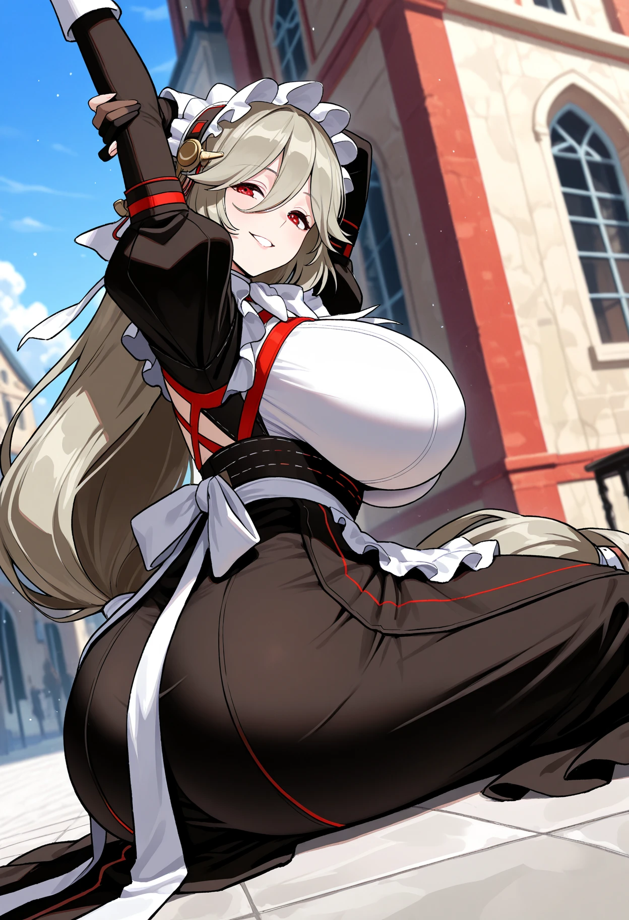 (((masterpiece,high resolution,best quality))), 1girl, solo,wine bottle,bare legs, large breasts, lying, on back, petals, looking at viewer, armpits, open mouth, solo, blush, wet clothes, heart, arms up, wet, bed sheet, origin, 1girl, red cape, boots, gloves, epaulettes, black corset, corset, black gloves, :d, black skirt, Pirotess, (yellow eyes), white hair, silver hair, very long hair, straight hair, solo, adult woman, tall, slightly muscular, large breasted, cleavage, constricted waist, Toned body, slight abs, thin dark skin, pointy ears, lipstick, makeup, black eyeshadow, circlet, white short dress, jewelry, bracelet, white gloves, thigh boots